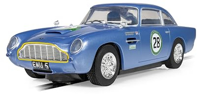 Scalextric C4599 Aston Martin DB5 – Blau-Gelb – Historisches GT-Renn-Slotcar, Heartbreaker