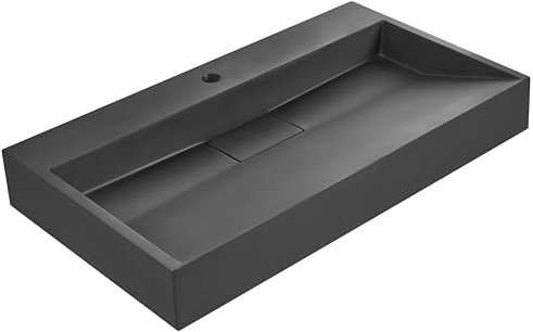 Lavabo bagno classico rettangolare in ceramica finitura lucida 80 x 46 cm nero