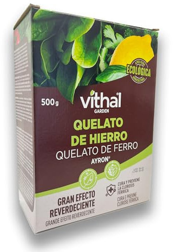 Quelato de Hierro 500 GR ECOLÓGICO para curar y prevenir Clorosis Férrica (Hojas Amarillas) en Árboles y Plantas | Efecto Reverdeciente Rápido | Para diluir en 170L de Agua MUY EFECTIVO | Nexum Market
