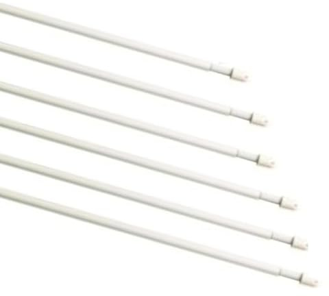 Extendable Telescopic Curtain Rod White Round Net Voile Curtain Rail Pole No-Drill Window Rod (40-60cm)