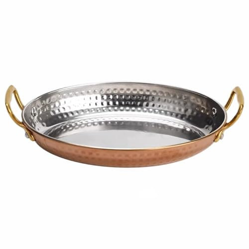 Padella per paella in acciaio inossidabile con doppi manici, pentola antiaderente non rivestita per casa, cucina, ristoranti e campeggio (20 cm)