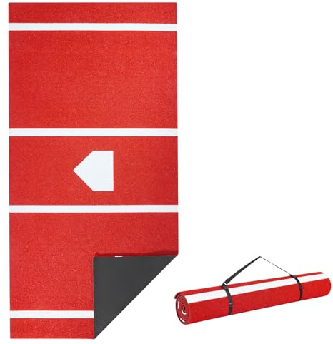VEVOR Baseball Hitting Mat, 366x183cm Batting Cage Mat, Batters Box Turf Mats, Softball Batting Practice Equipment with Home Plate and Anti Fade Turf, Portable Training Aid for Indoor Outdoor, Red