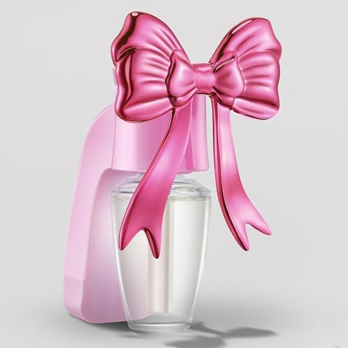 Hohean Wall Fragrance Plug Compatible with Bath & Body Works WallFlower Refills, Christmas Pink Bow Scent Diffuser with LED Nightlight, Adjustable Diffuser Plug for Home, Office