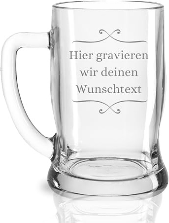 Bierkrug mit Gravur - Bierglas Geschenkidee für Herren - Personalisierte Geschenke für Sie & Ihn, Freunde Vatertag - Geburtstagsgeschenke Männer 500ml
