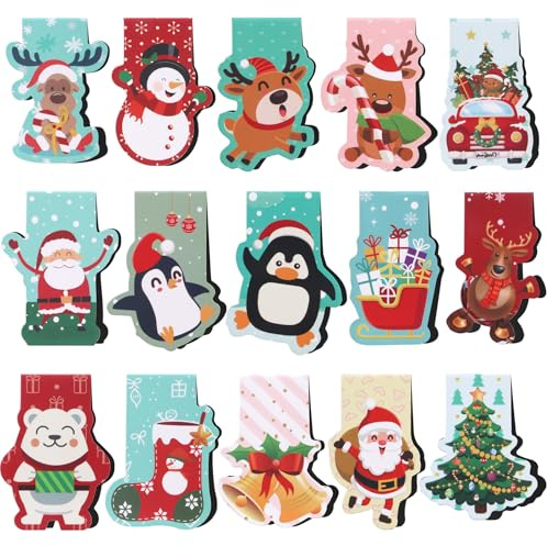 HAQIUHETO 15 Stück Magnetische Lesezeichen Weihnachten, Geschenke für Adventskalender, Nikolausgeschenke Wichtelgeschenk Mitgebsel Weihnachten