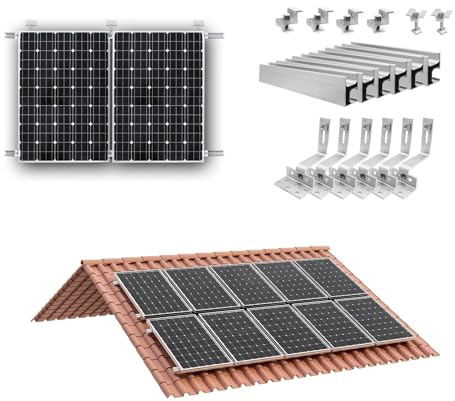 Kit di staffe di montaggio for pannelli solari da 10/6/4 pezzi, set di ganci for tetto di fissaggio su guide fotovoltaiche for un'installazione versatile(6pcs)