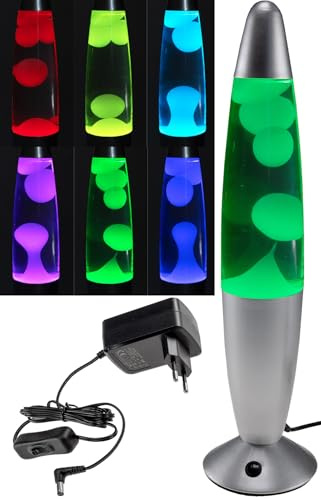ChiliTec CTL-FUNKY-Si LED Lavalampe 34cm, Silber | 230V, 1,5m Kabel mit Schalter, RGB Licht, Dekoleuchte