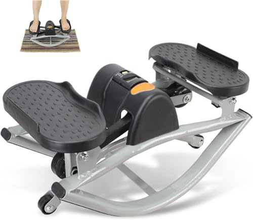 LYNNEYING Stepper Laterale A Dondolo, Portatile E Compatto, Con Display Digitale E Coperchio Protettivo, Per Allenarsi A Casa, Silenzioso E Efficace(Gray)