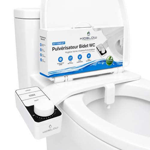 KIDSLOW Toilette Japonaise – Kit Bidet WC Japonais Sans Électricité – Double Buse Avant/Arrière Autonettoyante – Bidet Toilette Pression Réglable – Abattant WC lavant hygiène intime facile à installer