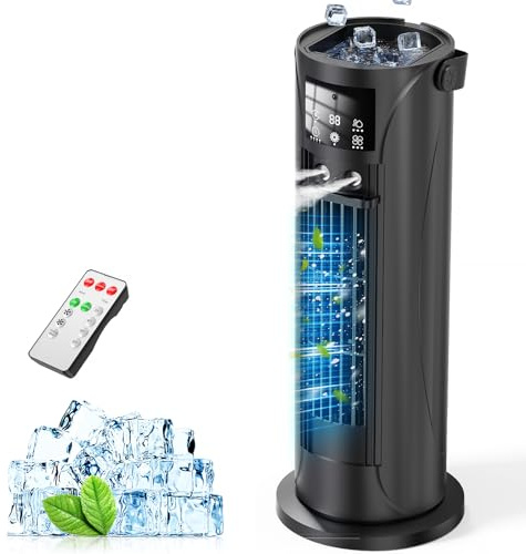 Portable Air Conditioner, 28dB Air Cooler, 26ft/s Velocity Mini Air Conditioning Unit with 2-8H Timer, 120° Oscillation, 1-Touch Turbo Mode Cool Mist, Low Energy Small Air Conditioner for Home(Black)