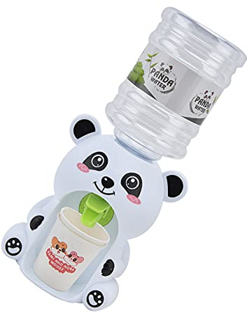 Badafaci Mini Vattendispenserleksak, Dockhusvattendispenser i Plast med 2 Koppar och Behållare, Djurformad Dricksfontän, 170 G Miniatyrlekset för Barn Skrivbord Låtsaslek (Stor söt panda)