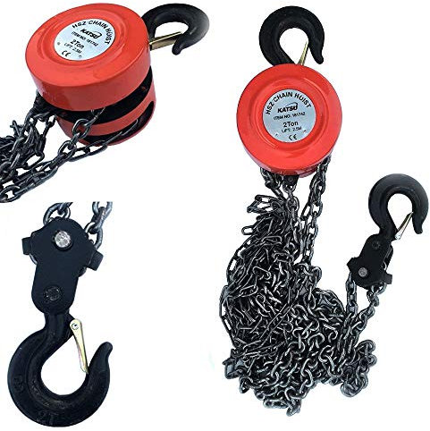 KATSU 2 Ton Chain Block Hoist 2.5m Lift Height Garage Car Engine Heavy Load Lifting Tool 181742