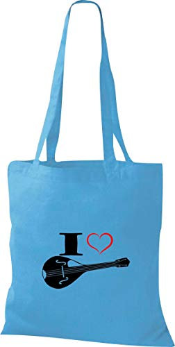 Shirtstown Pochette en tissu Musique I Love Mandoline - Bleu - bleu clair,