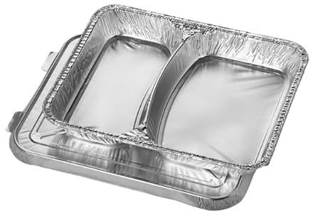 300 menú de cáscara + tapa, Alu 2-divide 830 ml 22,7 cm x 17,7 cm x 3 cm