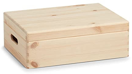 Zeller 13151 Allzweckkiste m. Deckel, Nadelholz, ca. 40 x 30 x 14 cm, Holzkiste m. Deckel, Erinnerungskiste, Holzbox, Aufbewahrungskiste aus Holz, Natur