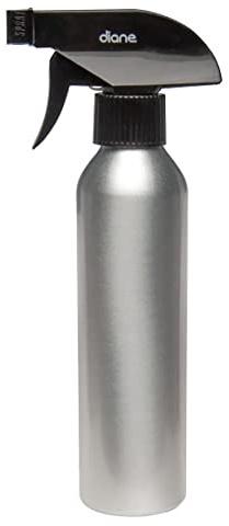 Diane Aluminum Spray Bottle Applicator with Nozzle for Hair Styling and Coloring – Small - 9.4” x 1.5”, 8oz Capacity – Silver