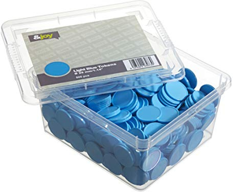 &Joy Jetons Plastiques Vierges Bleu Clair - 500 pièces - 29 mm