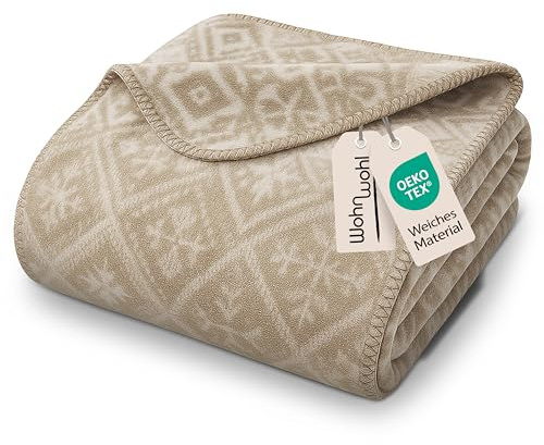 WOHNWOHL® Weiche Kuscheldecke - 150 x 200 cm - Winterdecke | Oeko-Tex zertifiziert - Samtig weiche Decke - Zeitloses Design - Für Wohnzimmer, Schlafzimmer, Gästezimmer