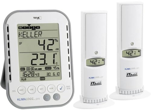 TFA Dostmann KLIMALOGG PRO Starter Set Luftfeuchtemessgerät (Hygrometer) 1% rF 99% rF TFA Raumklima Starter Set, Date