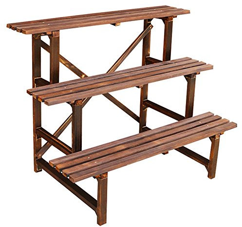 Blumentreppe Pflanzenregal Pflanzentreppe 3-Tier Tannenholz Blumenregal für Outdoor- 3 Stufen Pflanzentreppe Blumenbank Blumentreppe-Blumenregal Pflanzenregal Blumenständer (größe : 120 * 60 * 82cm)