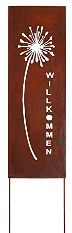UNUS Gartendeko Gartenstecker aus Edelrost Metall Schild Pusteblume 133 cm für Garten Terrasse oder Balkon