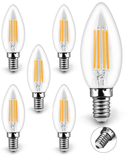 KYOTECH lot de 6 Ampoules Bougie à LED E14,4W lumière Blanc Chaud 2700K 400LM Équivalent Ampoule Incandescente 50W Ampoules à bougie à vis Edison Utilisé Pour Lustre Lampe de Bureau