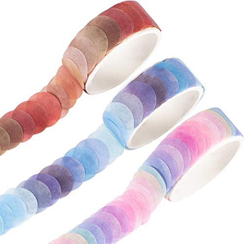 YUBBAEX Frutas Caramelo 9/16 Punto Washi Tape Set cinta adhesiva decorativa Washi Glitter Adhesivo de Cinta Decorativa 300 puntos de 3 rollos para DIY Crafts Scrapbooking (Cristal Caramelo)