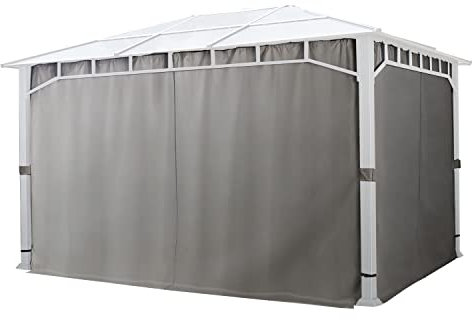 TOOLPORT 4 Seitenteile für Gartenpavillon Sunset Deluxe 3x4 m - Polyester ca. 180 g/m² - mit Reißverschluss - grau
