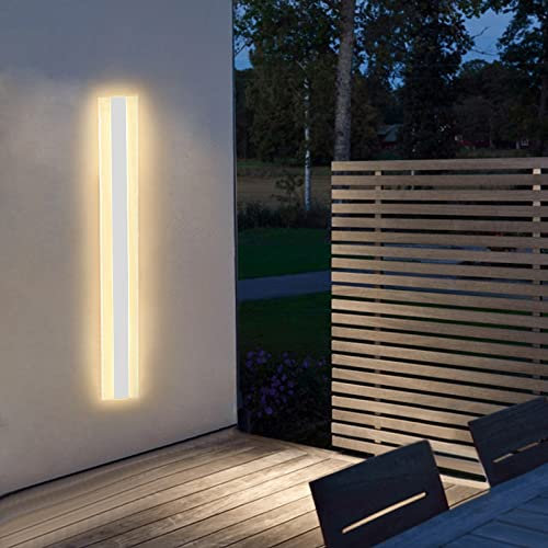 VOMI Lichtleiste LED Wandlampe Innen Außen Weiß Lange Metall Wandleuchte Wasserdicht IP65 Up Down Warmweiß 3000K Wandbeleuchtung Spiegelleuchte Badlampe Badzimmer Schlafzimmer Wohnzimmer Treppen,80cm