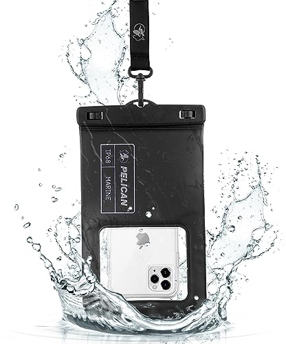 Pelican Marine - IP68 Waterproof Phone Pouch/Case (XL Size) - Floating Waterproof Phone Case For iPhone 14 Pro Max/ 13 Pro Max/ 12 Pro Max/ 11/ S23 Ultra/Pixel 7- Detachable Lanyard - Black