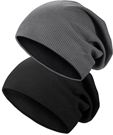 Kiiwah 2 Stücke Dünne Beanie Mütze für Herren und Damen, Unisex Slouch Beanie, Elastisch Strickmützen Longbeanie Weic Beanie Hüte für Frühling, Herbst und Winter