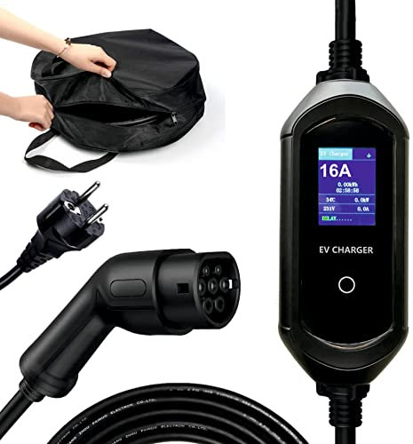 KANOHIS Cargador Coche Eléctrico Portátil, Cable Carga Coche electrico Tipo 2, para Batería Vehículos Eléctricos PHEV e Hibridos con Bolsa Almacenamiento (3.6 Kw 16A 1Fase)