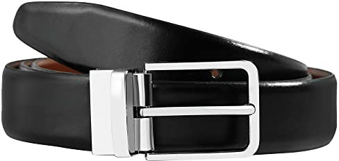 LEONARDO VERRELLI Herren-Gürtel Leder Wendegürtel 90 bis 130 cm kürzbar schwarz braun 3100146 (Bundweite: 110 cm - Gesamtlänge: 125 cm)