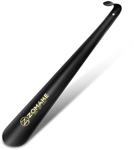 ZOMAKE Shoe Horn Long Handled, Long Shoehorn Metal 42CM for Men Women Elderly Seniors, Extra Long Shoe Spoon Helper Football Boot Horn (1 pc)