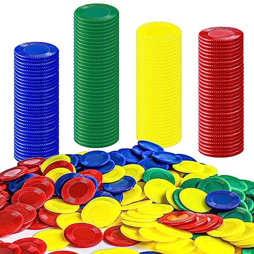 400 Stück Spielchips, Poker Chips, Kunststoff Pokerchips, Casino Chips, Pokerchips Poker, Casino Spiel, Poker Set, Blanko Chips Karte für Kinder Belohnung