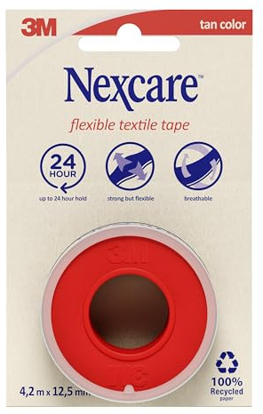 Nexcare Cinta textil flexible, 4,2 m x 12.5 mm, 1 rollo/paquete