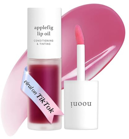 NOONI Applefig Lip Oil – Getöntes Lippenöl mit Apfelkernöl, 3,55 ml | Langanhaltend & feuchtigkeitsspendend für trockene Lippen | Glossy Finish, vegan | K-Beauty Lipgloss