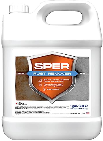 SPER Rust Remover New & Improved Formula 3X Concentrate Rust Stain Remover for Concrete, Houses, Fences, Metal & More Professional Grade, Fast-Acting, No Scrubbing, Biodegradable
