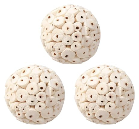 NAUZE 3Pieces Bird Natural Sola Balls Hanging Soft Sola Ball Beak Chew Shred Forage Toys Parrot Toys for Parakeet Mynah Budgerigar Love Birds Hamsters Rabbits