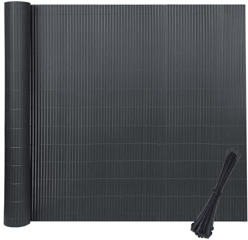 XINZI 90x500cm PVC Balkon Sichtschutzmatte Wetterfest Balkonverkleidung Sichtschutz Zäune mit Kabelbindern Kunststoff Gartensichtschutz Lamellen für Garten Balkon Terrasse (Anthrazit)