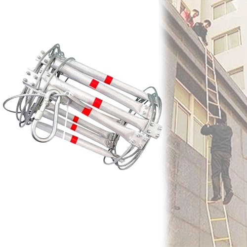 YXCMD Portable Emergency Escape Ladder,Wire Rope Ladder for High-Altitude Operations, Aluminum Alloy Fire Escape Outdoor Safety Rope Load Bearing Capacity Fast to Deploy(8M/26FT)