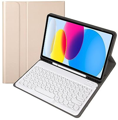 Funda con Teclado para iPad 9,7 Pulgadas, 6.ª Generación 2018, iPad 5.ª Generación 2017, iPad Air 2/1, Pro 9,7 Pulgadas, Contener Ñ, Teclado Bluetooth con Portalápices,Oro