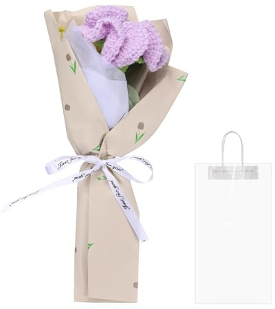 QUARKZMAN Mazzo Fiori Uncinetto, Bouquet Garofani Fatti a Mano, Bouquet Fiori Artificiali Uncinetto per Festa Mamma, Compleanni, Matrimoni, Lauree, Viola