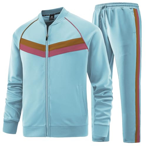 W JIANWANG Track Jogging Suits for Men Set Running Sweatsuits 2 Piece Casual Tracksuits Joggers Outfits Workout Sports Jacket and Pants 0841 XXL