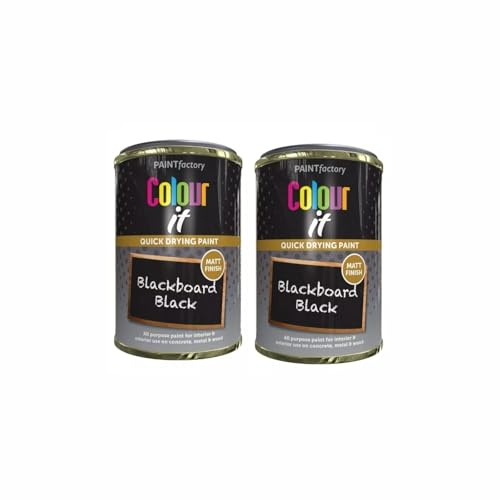 DIOXSTAR Blackboard Black Tin Paint, Matt Finish, Quick Drying Paint, Suitable for Indoor and Outdoor Use on Metal, Wood, Long Lasting Protection, 300ml (2 PCS)