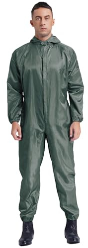 Yruioon Mono de trabajo unisex para hombre y mujer, mono protector antiestático con capucha, mono entero industrial, todo terreno, gris., L