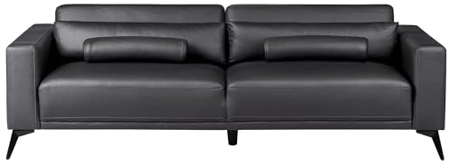 Beliani Sofa Kunstleder schwarz 3-Sitzer gepolstert verstellbare Rückenlehne Ange