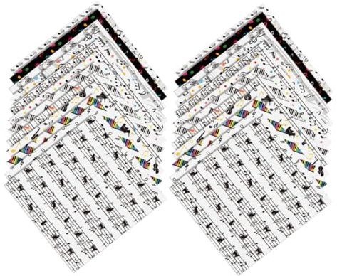 IWOWHERO 24blätter Musiknoten Scrapbooking Papier Retro Bastelpapier Mit Klavier Gitarrenmotiven Dekorativ Leicht Zuschneidbar Für DIY Karten Fotoalben Journale Und Handarbeiten