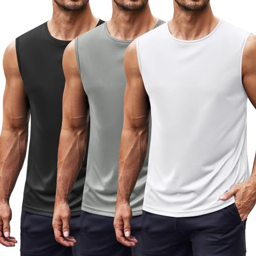 COOFANDY GMY Lot de 2/3 débardeurs pour homme sans manches T-shirt de musculation à séchage rapide Maillot de corps fonctionnel T-shirt de course T-shirt de sport