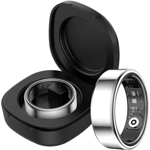 Yeforu Anello intelligente per uomo e donna, anello fitness con cardiofrequenzimetro e monitoraggio del sonno, contapassi, anello sportivo, alla moda, con custodia di ricarica, anelli intelligenti per